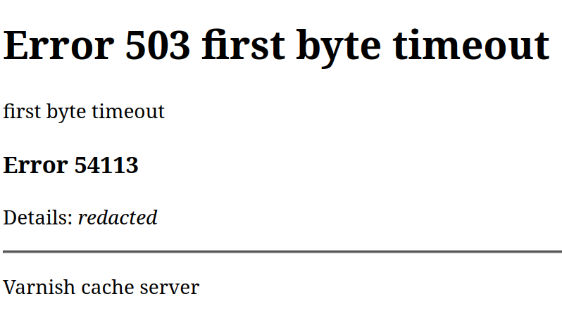 Error 503 first byte timeout Varnish cache server